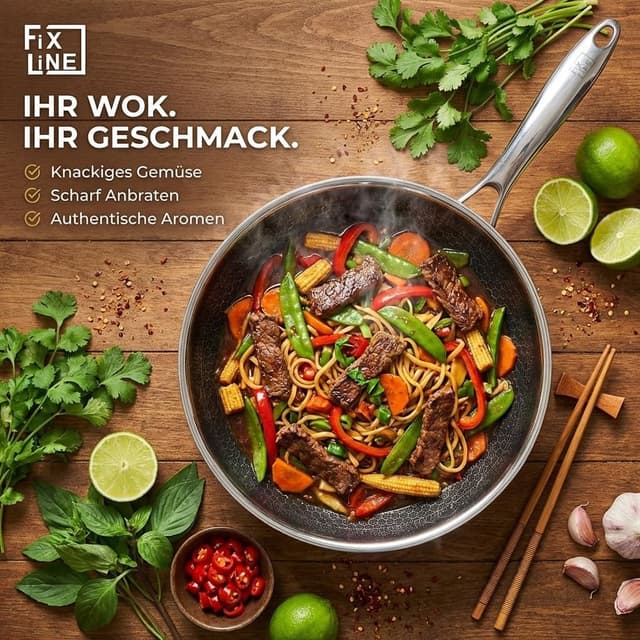 Detalle 2 de FIXLINE BLACK FOREST Wokpfanne 28cm