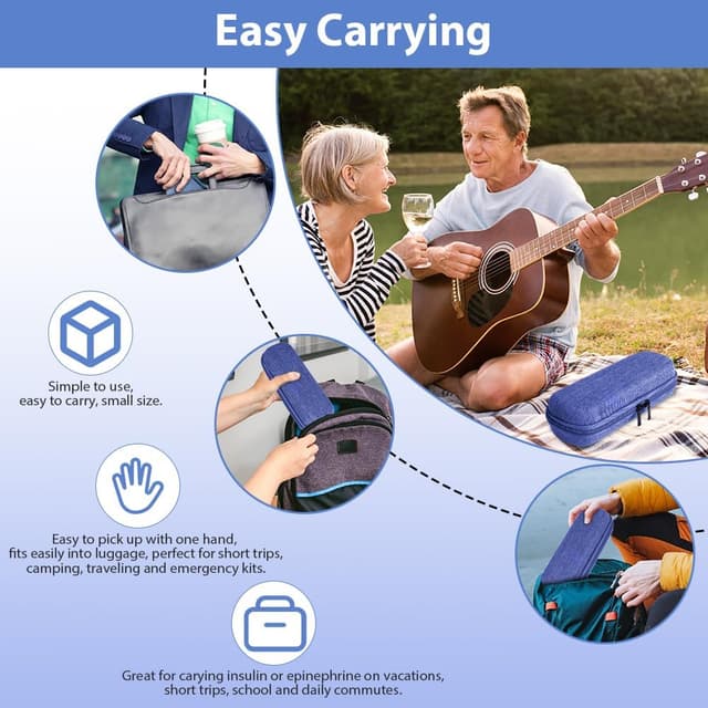 Detalle 2 de ACWOO sac isotherme pour diabétiques avec étui de refroidissement et 2 poches de glace réutilisables