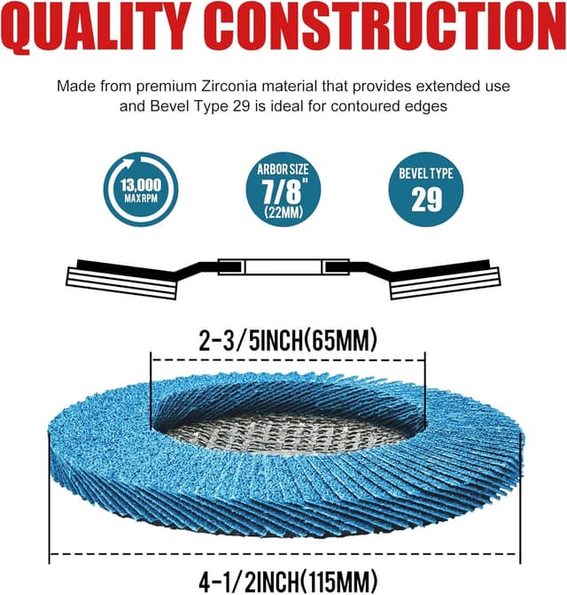Thumbnail 1 de EZARC Flap Disc 115mm 40 Grit zirconia grinding wheel 🛠