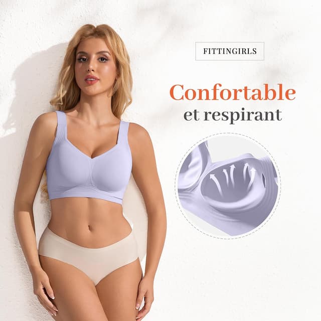 Detalle de Fittingirls soutien-gorge sans armature grande taille, sans couture et bretelles réglables