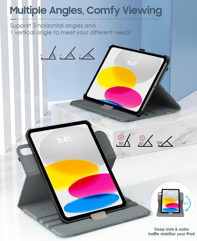 Detalle de TiMOVO Schutzhülle für iPad 11 (A16) / iPad 10 (10,9 Zoll) – 90° drehbar Smart Case mit Standfunktion & Stift-Schlaufe