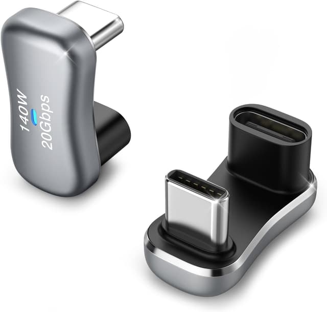Detalle de Moko 2er-Set 180° USB‑C Adapter (USB‑C Stecker auf USB‑C Buchse, U-Form) für Schnellladung, Daten & Video
