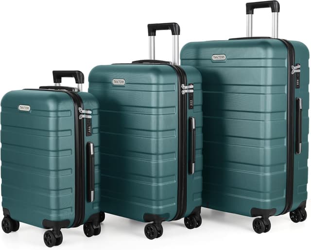 Detalle de TANTOMI Handgepäck Koffer 20 Zoll Hartschale mit 4 Rollen und Zahlenschloss (Helles Dunkelgrün, 41L)