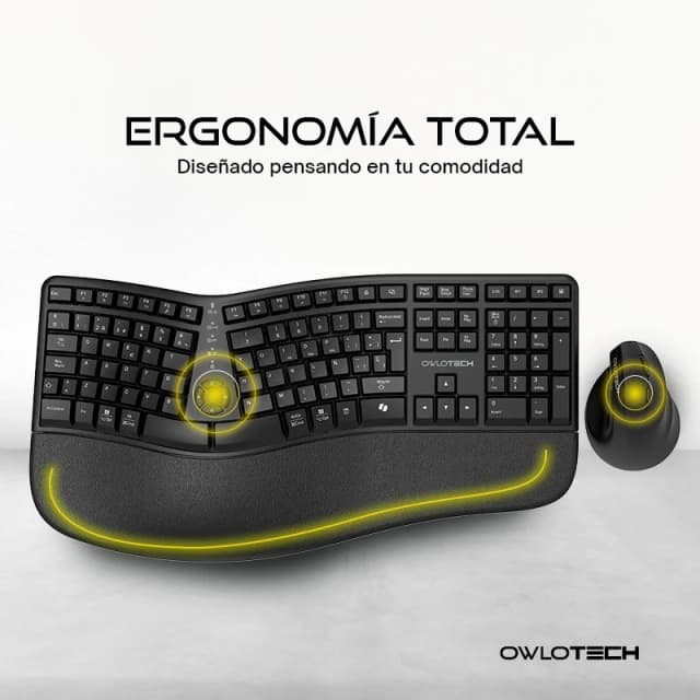 Detalle 2 de Owlotech EMK500 Teclado y ratón ergonómico wireless 2.4 GHz