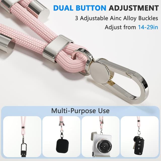 Detalle de joremx 2-teiliges Handyband universal (Handykette) mit verstellbarer Länge – rosa