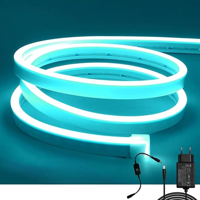 Imagen de 🔵 ShineBurky Tira LED Neón 12V 5M Azul Helado IP65 en OfertitasTOP