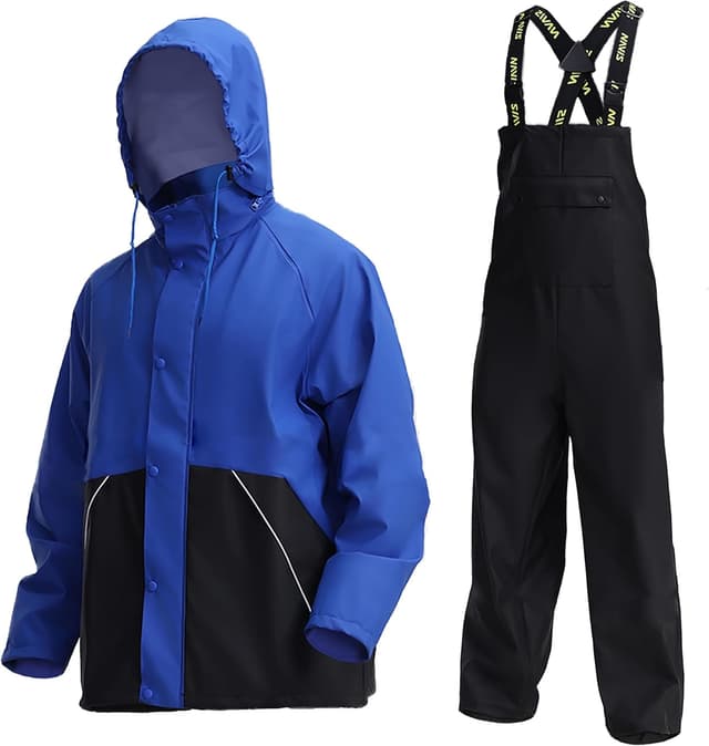 Detalle de Navis Marine Men’s PRO Rain Suit Set (WS-005) – Heavy-duty waterproof jacket & bib trousers with reflective strips
