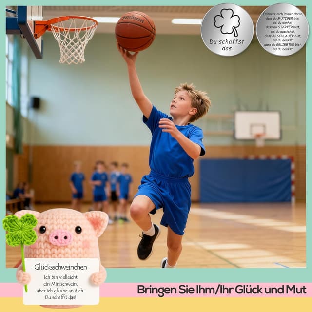 Detalle de Tixlux Pocket Hug Glücksschweinchen Figur mit Glücksklee und Glücksbringer (Silber III)