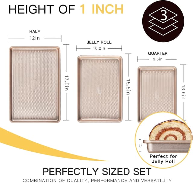 Thumbnail 5 de HONGBAKE Baking Sheet Pan Set 3-piece 0.8mm