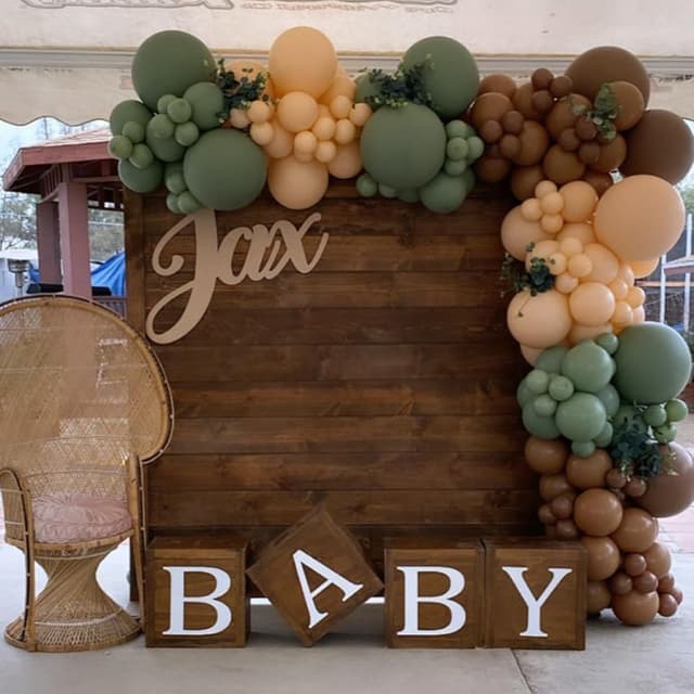 Thumbnail 6 de 60-Piece Sage Green, Gold & Brown Latex Balloons Woodland Camo Set for Jungle Safari & Hunting Parties