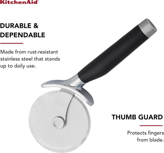 Detalle de KitchenAid Classic Pizza Wheel with Built-In Finger Guard (9-Inch) in Black