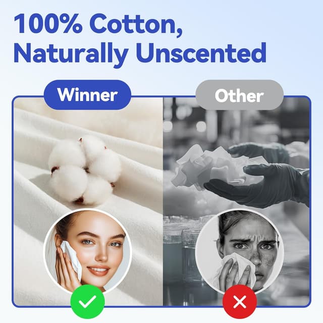 Detalle 2 de Winner Face Towels XL disposable facial towel wipes (100% USDA biobased) – 220 count, 4 pack