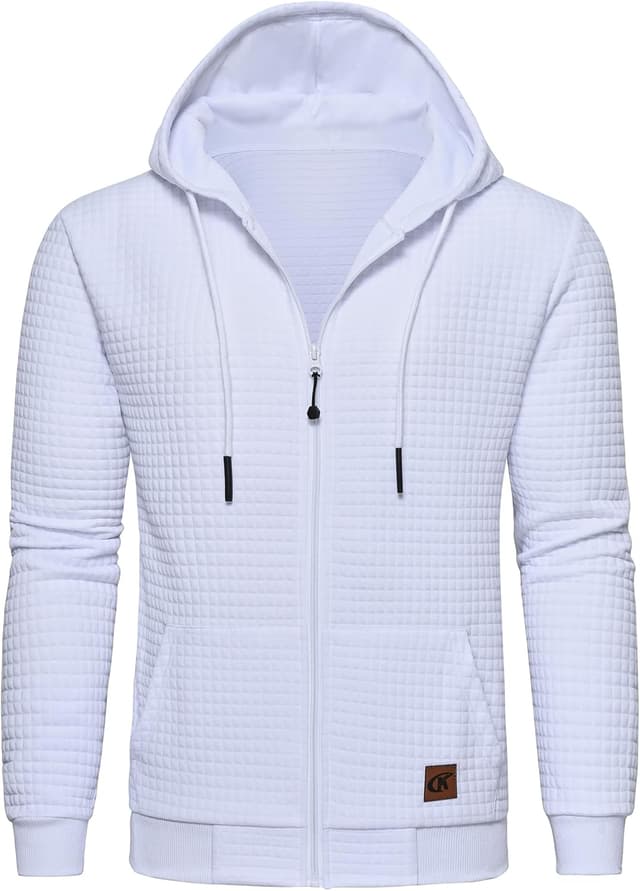 Detalle de Tyhengta Herren Kapuzenpullover mit Reißverschluss und Taschen – Sportliche Sweatjacke