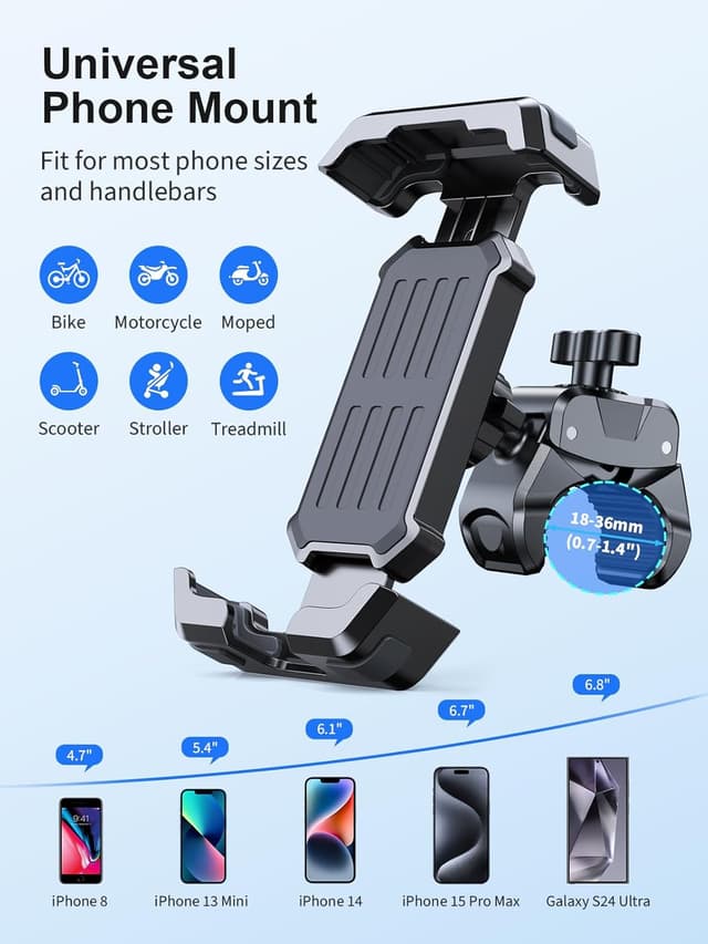 Detalle de CIRYCASE Bike Phone Holder (3s install, anti-vibration, 360° rotation) for 4.7–6.8” phones