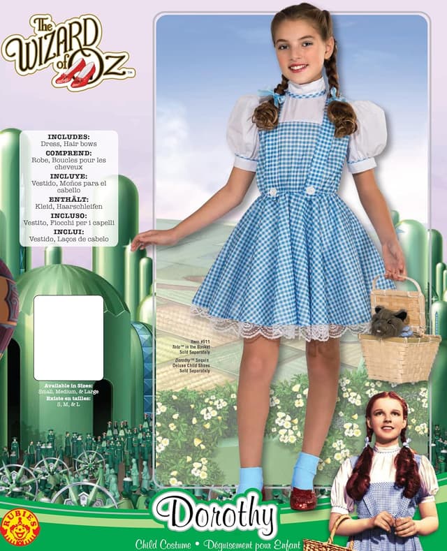 Detalle 2 de Rubies The Wizard of Oz Dorothy Costume for Kids (Girls) — Dress and Hair Bows