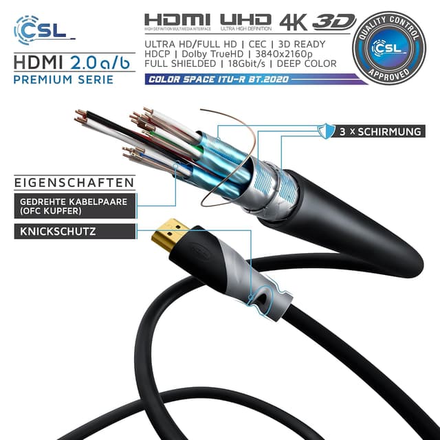 Detalle de CSL HDMI-Kabel 3 m – 48 Gbit/s, 8K@60Hz