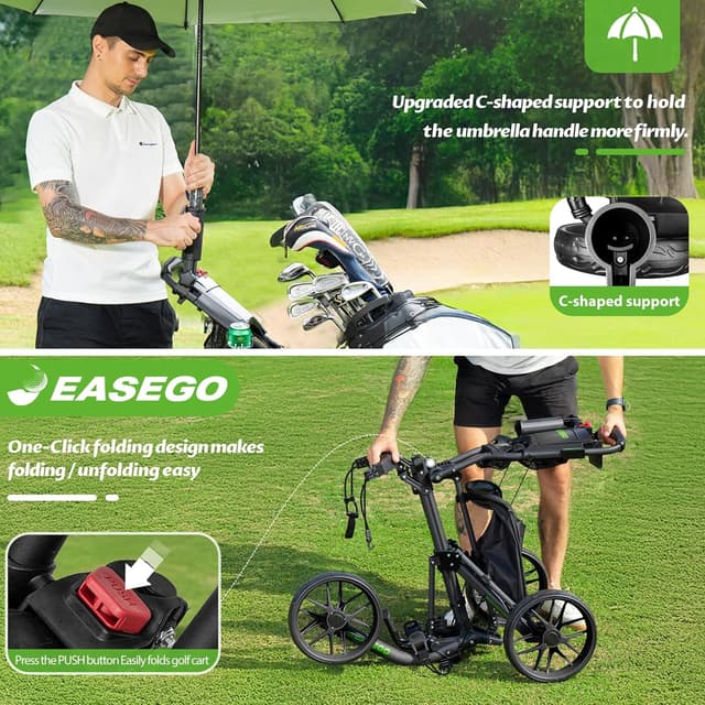 Thumbnail 6 de EASEGO 3-Wheel Golf Push Cart, 18 lb