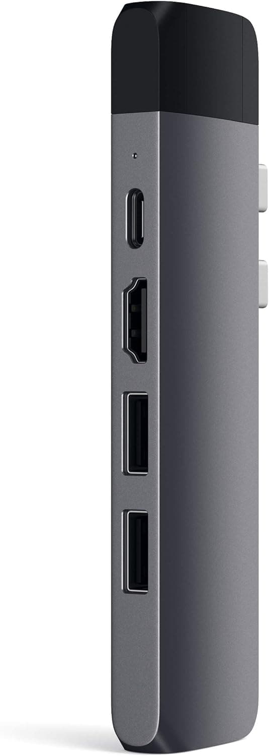 Detalle de SATECHI Adattatore Hub Pro Type-C con Ethernet Gigabit, HDMI 4K e USB-C PD per MacBook Pro/Air M2/M1 (grigio siderale)