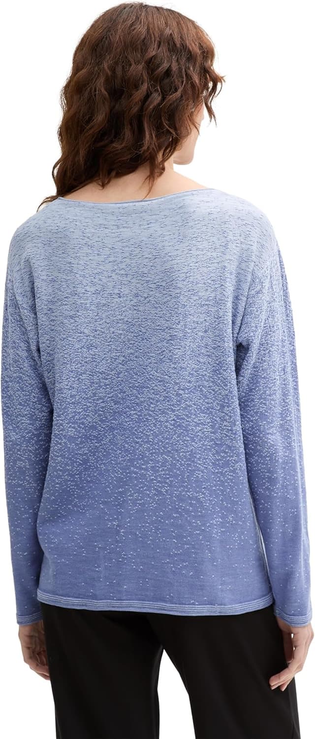 Detalle de TOM TAILOR Pullover donna in cotone biologico con sfumatura spray