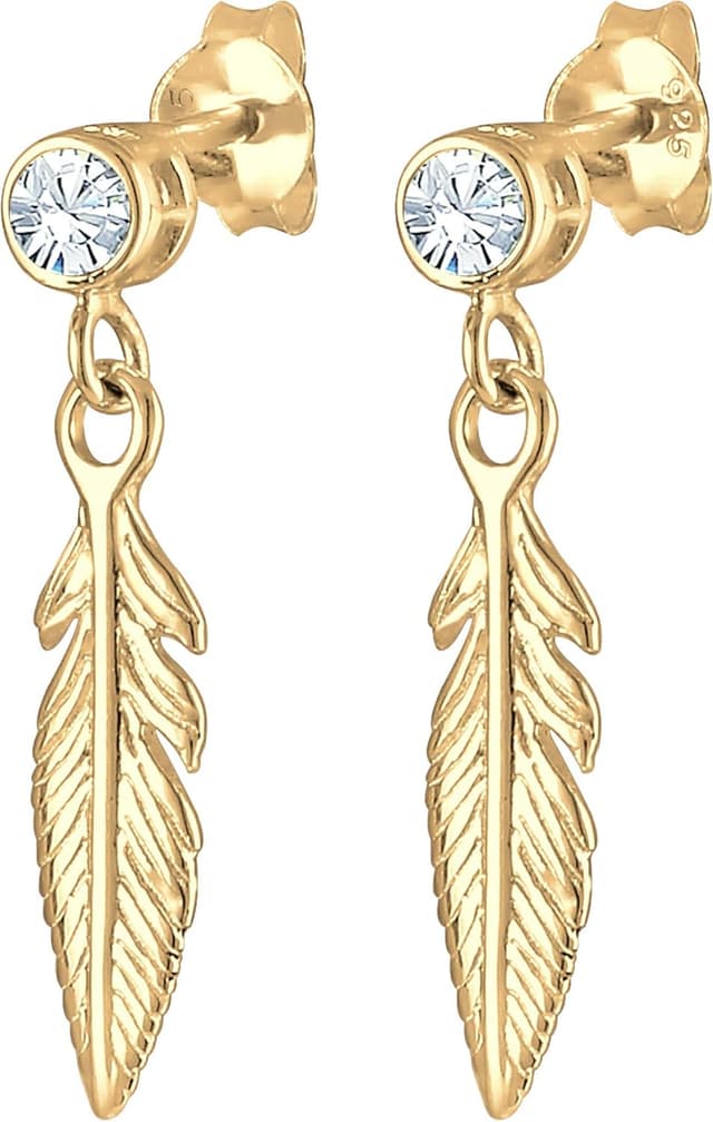 Detalle de Elli Damen Ohrringe Feder Boho mit Kristalle 💎