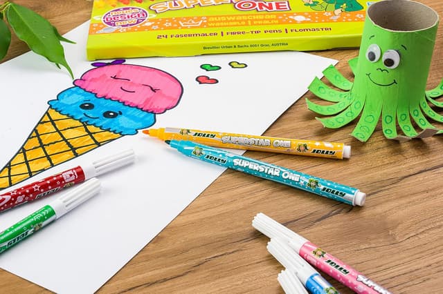 Detalle 2 de JOLLY Superstar ONE Fasermaler 24er-Pack (4445-0030) – auswaschbare Filzstifte für Kinder