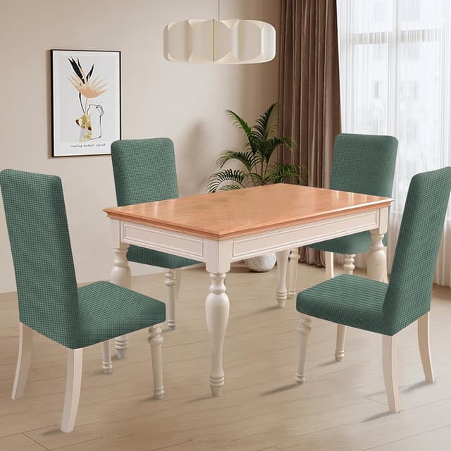 Detalle de Ystyle housse de chaise extensible lavable (4 pièces) vert clair