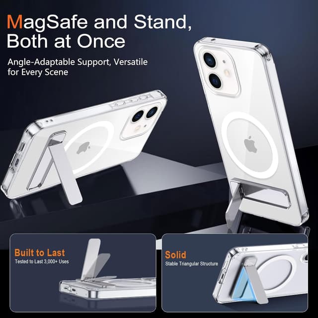 Detalle 2 de Coque iPhone 11 magnétique XTCASE avec MagSafe, support réglable et bumper antichoc transparent