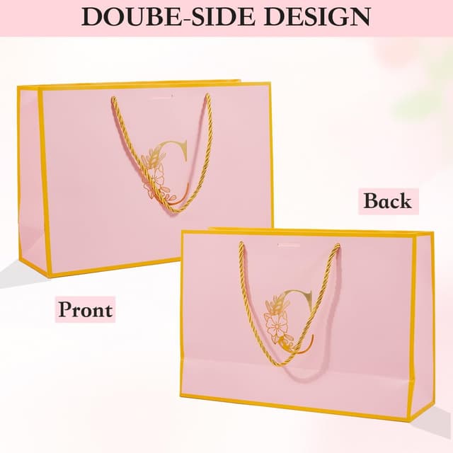 Detalle de 12.6-inch large pink letter gift bag set (with gift card & tissue paper) for birthdays and Valentine’s Day