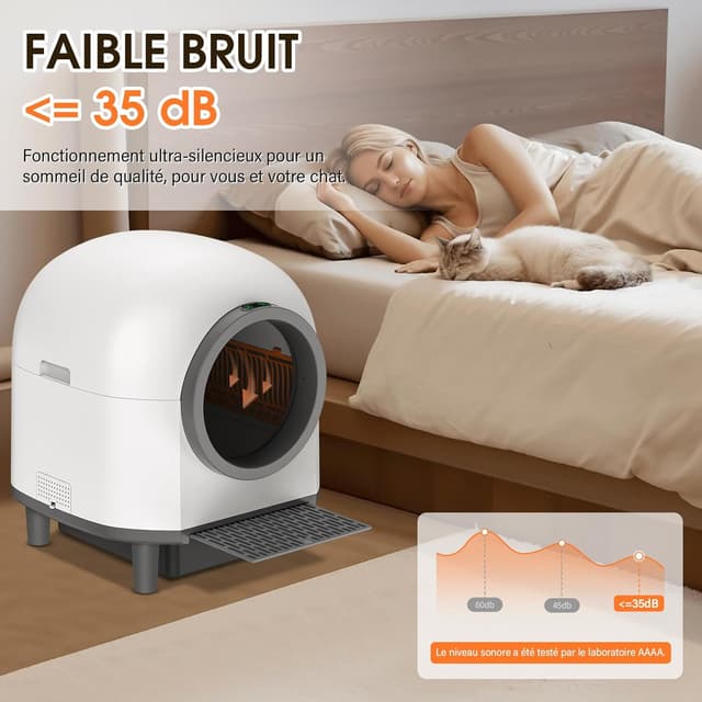 Detalle 2 de RWSRW Lettiera Gatto Autopulente da 80L con app, antiodore e sicurezza