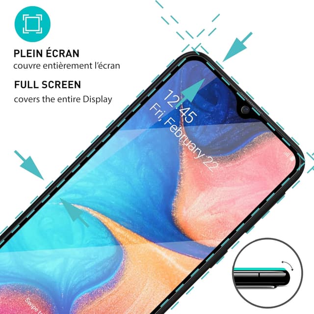 Detalle de smartect Verre Trempé Full Screen 2 pièces (Clear) pour Samsung Galaxy A20e – protection écran 9H