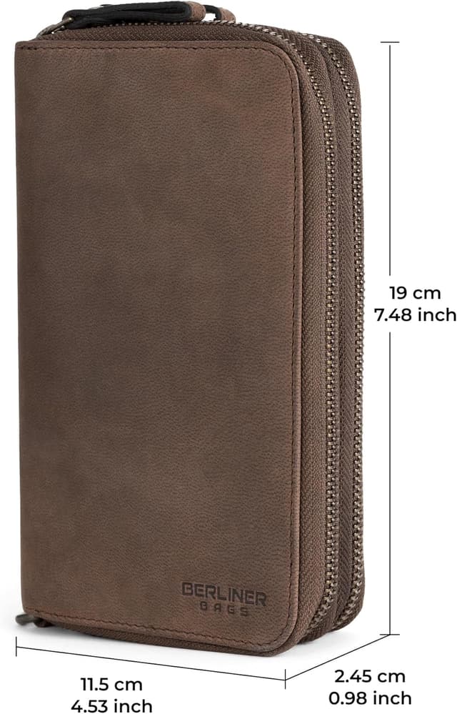 Thumbnail 6 de Berliner Bags Dallas Grand Portefeuille en cuir véritable avec protection RFID – marron