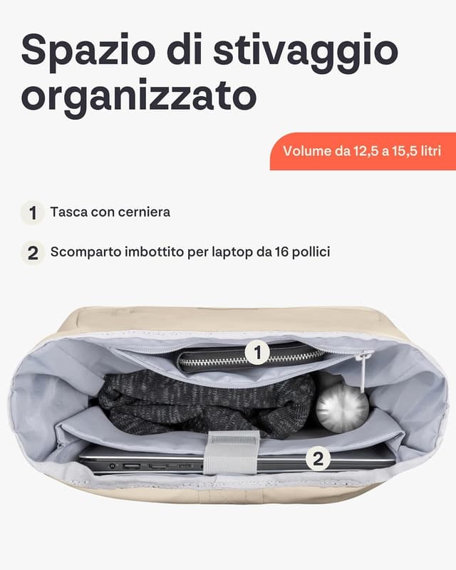 Detalle 2 de Johnny Urban Robin Medium zaino idrorepellente con vano PC per laptop fino a 16” (Zaino Donna e Uomo)