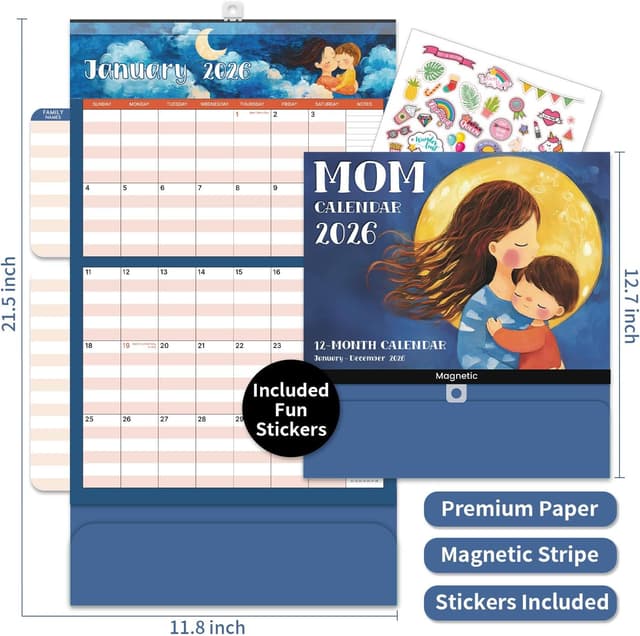 Thumbnail 4 de Moms Magnetic 2026 Calendar 21.5" x 11.8" ๐
