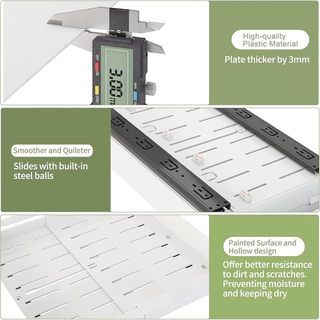Thumbnail 6 de DOMNIU 2-Pack Pull-Out Cabinet Organizers (Expandable, Adhesive Nano Film), White — 11.6"-17.5