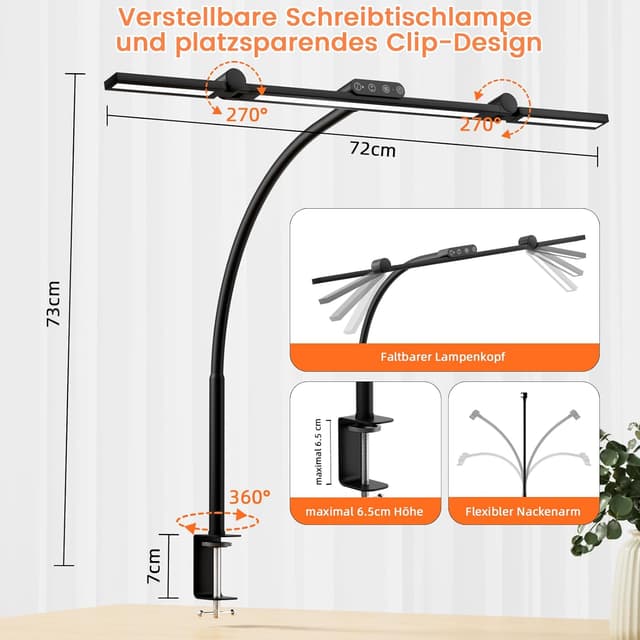 Thumbnail 6 de TYEE Schreibtischlampe 24W LED dimmbar, Tageslichtlampe