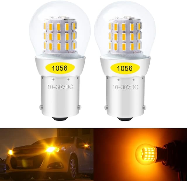 Detalle de Defvnsy PY21W 1056 BAU15S LED Bulb (Amber/Yellow) – 10–30V DC, 3W, Non-polarity (2 Pieces)