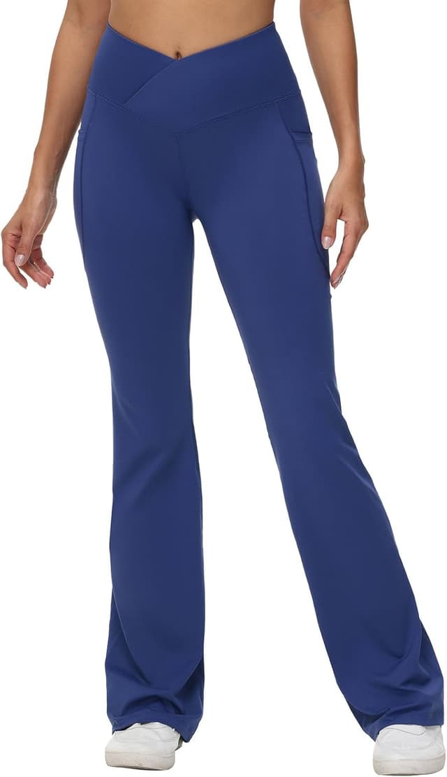 Detalle de baleaf V Crossover Flare Leggings with Pockets