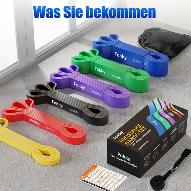 Thumbnail 6 de Fokky Fitnessbänder Resistance Bands Set mit 4 Stufen, Türanker & Griffen für Stretching, Yoga und Klimmzüge