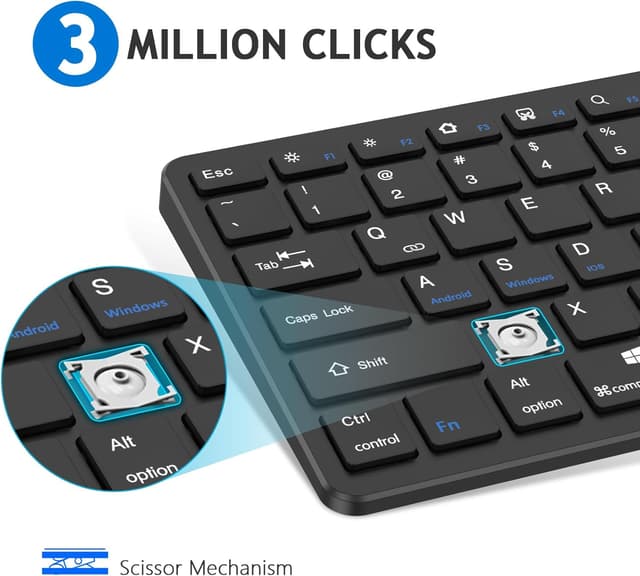 Detalle de KARFUN Ultra Thin Wireless Keyboard for iPad & Tablets (Bluetooth, USB-C charging, US layout) – Black