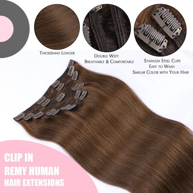 Detalle 1 de SURNEL Extensiones de Pelo Natural Clip 45cm Castaño Chocolate