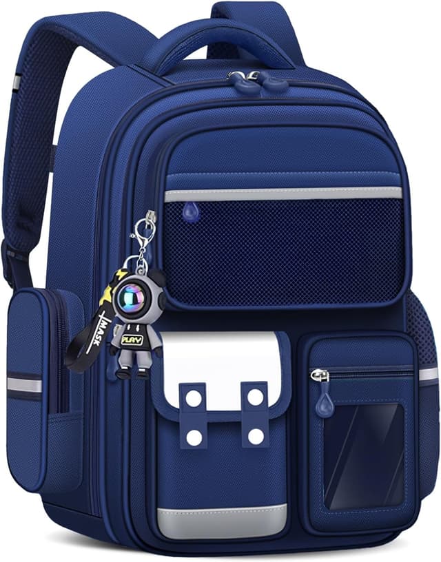 Detalle de Amythe Cartable Garçons Primaire (CE2 à CM2) – Sac à dos 7 compartiments bleu avec bandes réfléchissantes