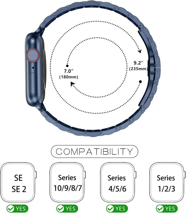 Detalle 2 de Tasikar stainless steel Apple Watch metal strap (compatible 38–49mm, including Ultra models)