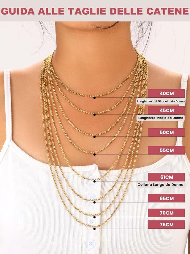 Detalle de FOCALOOK Collana unisex con catena sottile 2 mm in acciaio inox 316L (confezione regalo)