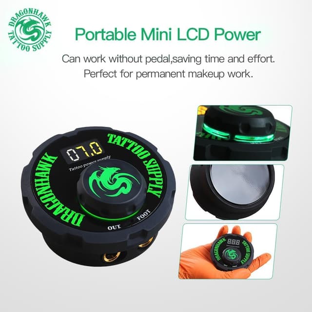 Detalle 2 de Dragonhawk Airfoil : alimentation de machine à tatouer avec écran OLED et réglage facile
