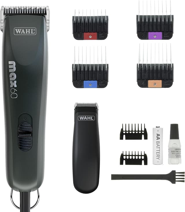 Detalle de Wahl Animal Clipper Kit Max 60 & Pocket Pro : tondeuse sans fil pour chiens et chats, faible vibration