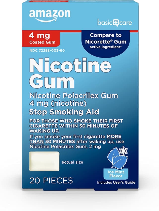 Detalle de Nicotine gum 4 mg Ice Mint, 20 count