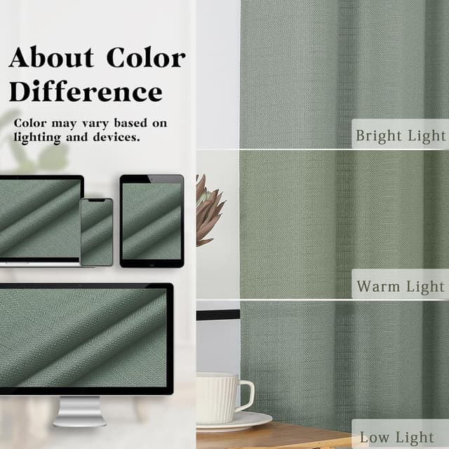 Thumbnail 4 de Gwine Sage Green Curtains 72" 2-panel set 🪟