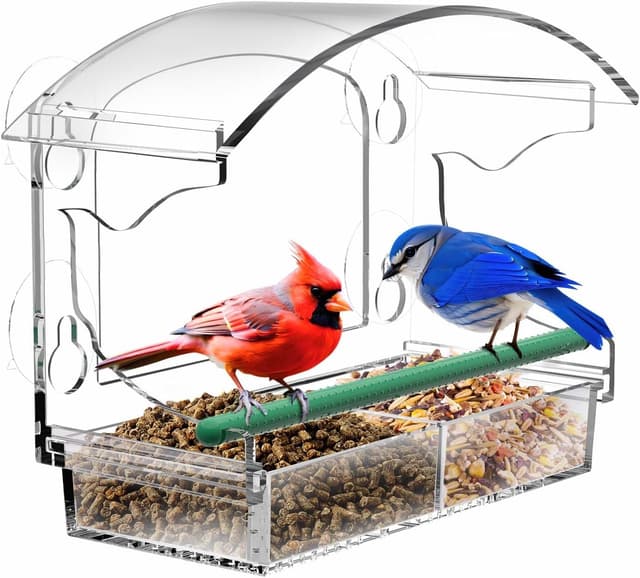 Detalle de BPYOT Acrylic Window Bird Feeder with 4 suction cups 🐦