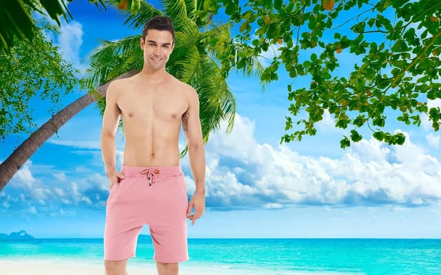 Detalle de QPNGRP Men’s Casual Shorts with Drawstring, Zipper Pockets, Elastic Waist