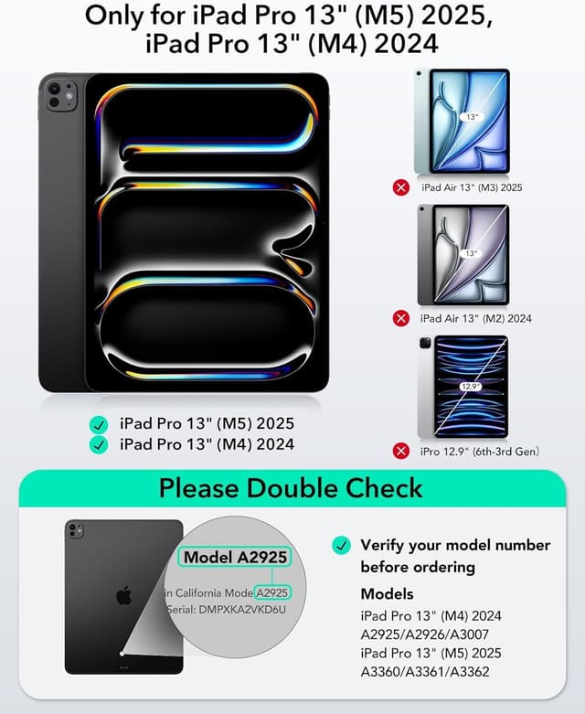 Detalle 2 de ESR Hülle mit Tastatur für iPad Pro 13" (M5/M4) 2025/2024 – magnetische abnehmbare Tastatur, beleuchtet, Dunkelgrau